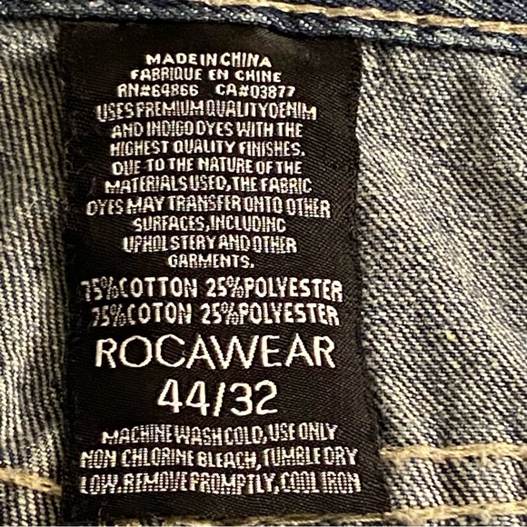 Rocawear Men’s 44x32 Jeans Blue Baggy Classic Fit Y2K Light Wash (Distressed) - Picture 11 of 11